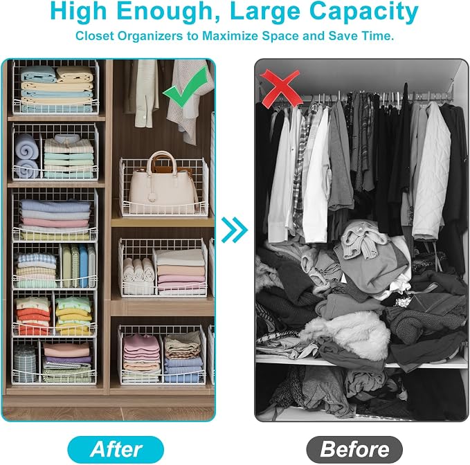 Divided 4-Tier Stackable Closet Organizers and Storage Basket, Foldable Closet - Image 5