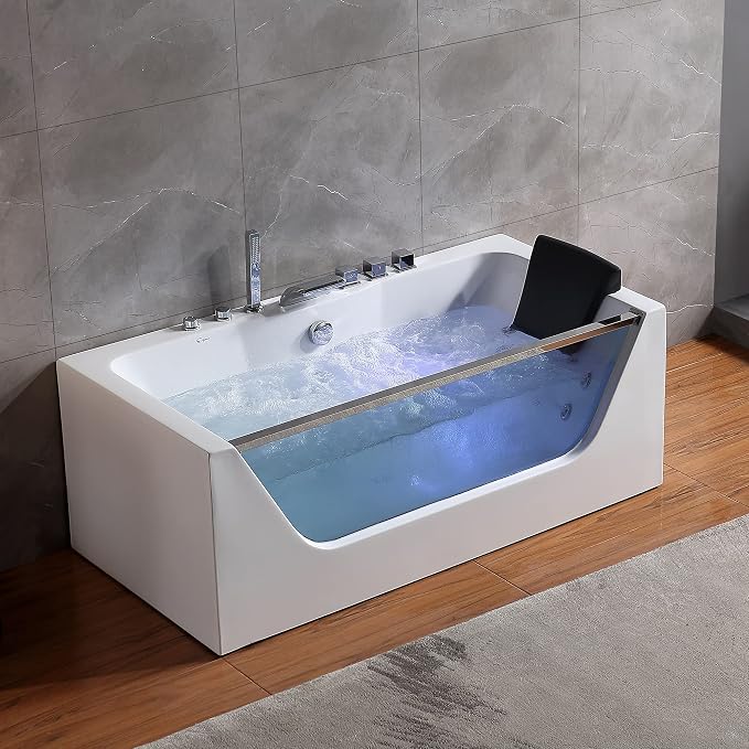 Empava 67" x 30" Whirlpool Tub, 750W Acrylic Jetted Bathtub - Image 9