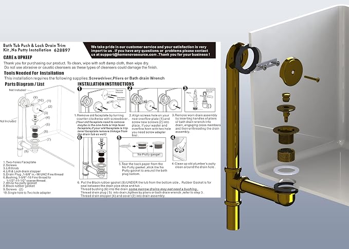 Artiwell Push & Lock Tub Trim Set - Image 6