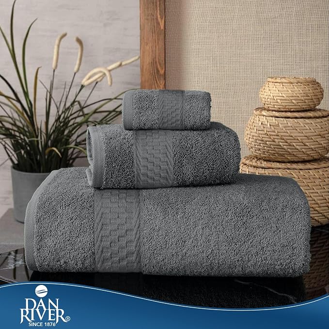 DAN RIVER 100% Ring Spun Cotton 3-Piece Towel Set, Bath Towel, Hand Towel and - Image 7