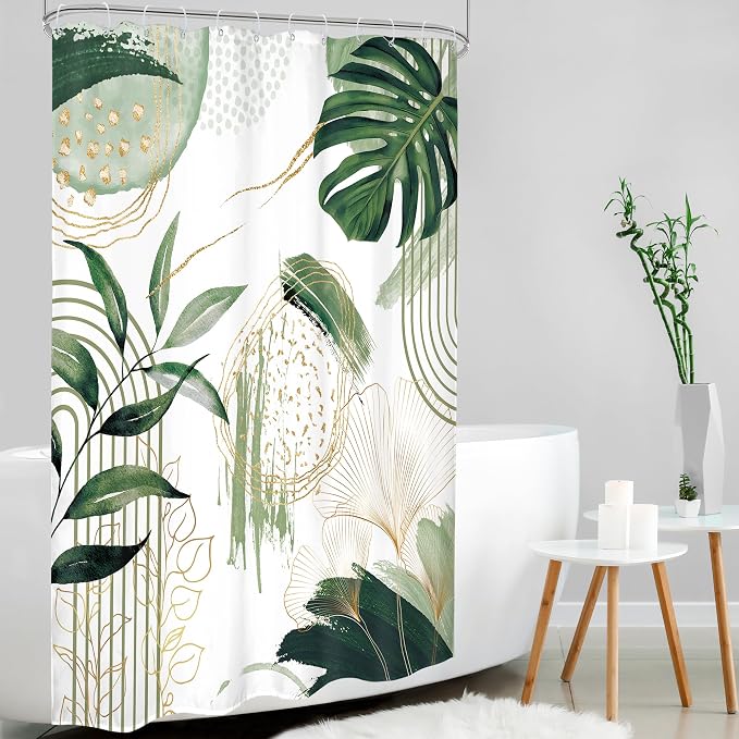 Sage Green Boho Shower Curtain 54Wx78H Small Stall Modern Abstract Mid Century - Image 3