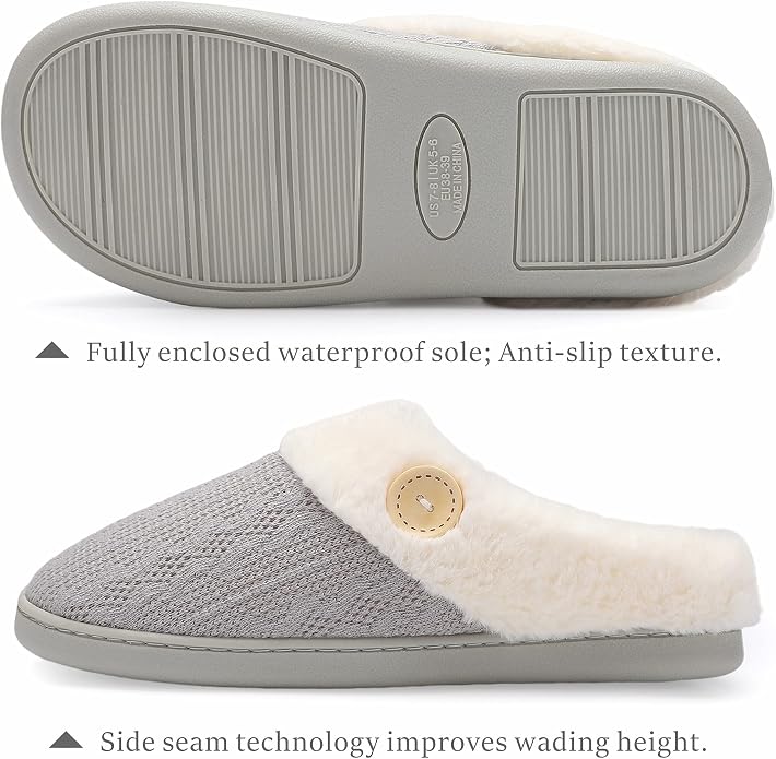 Chantomoo Womens Slipper Warm Comfy Memory Foam House Slippers Knitted Shoes - Image 2