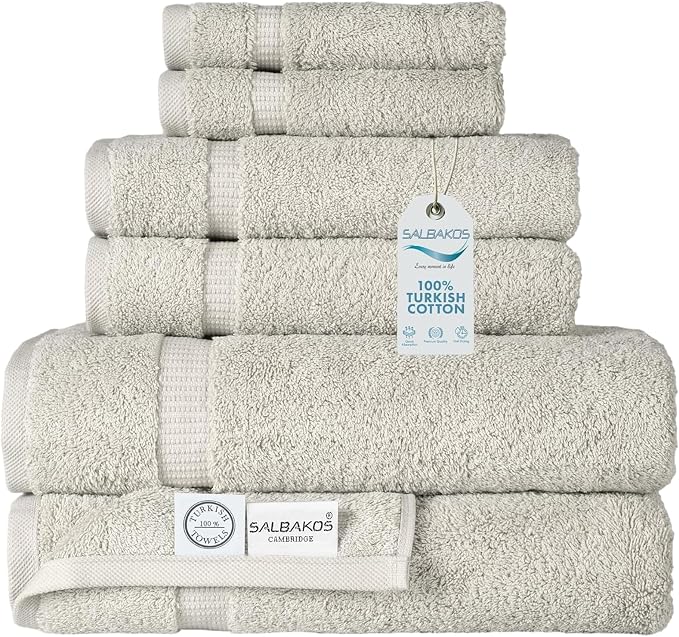 SALBAKOS 100% Turkish Cotton 6-Piece Towel Set | Heirloom Quality Hotel & Spa by SALBAKOS