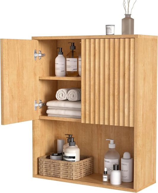Fluted Bathroom Wall Cabinet Over The Toilet Storage, Wall Mounted Cabinet by NewBeth
