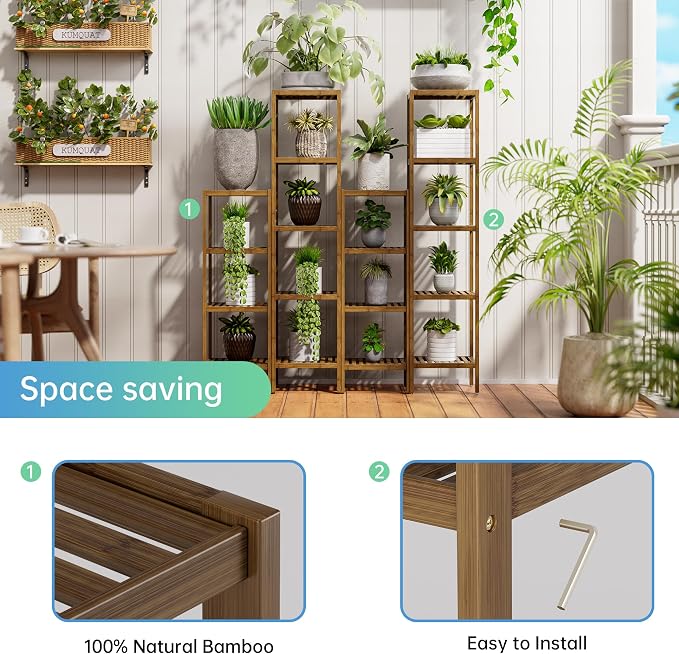 SMIBUY Bathroom Storage Shelf, 4-Tier Bamboo Rack Organizer - Image 5