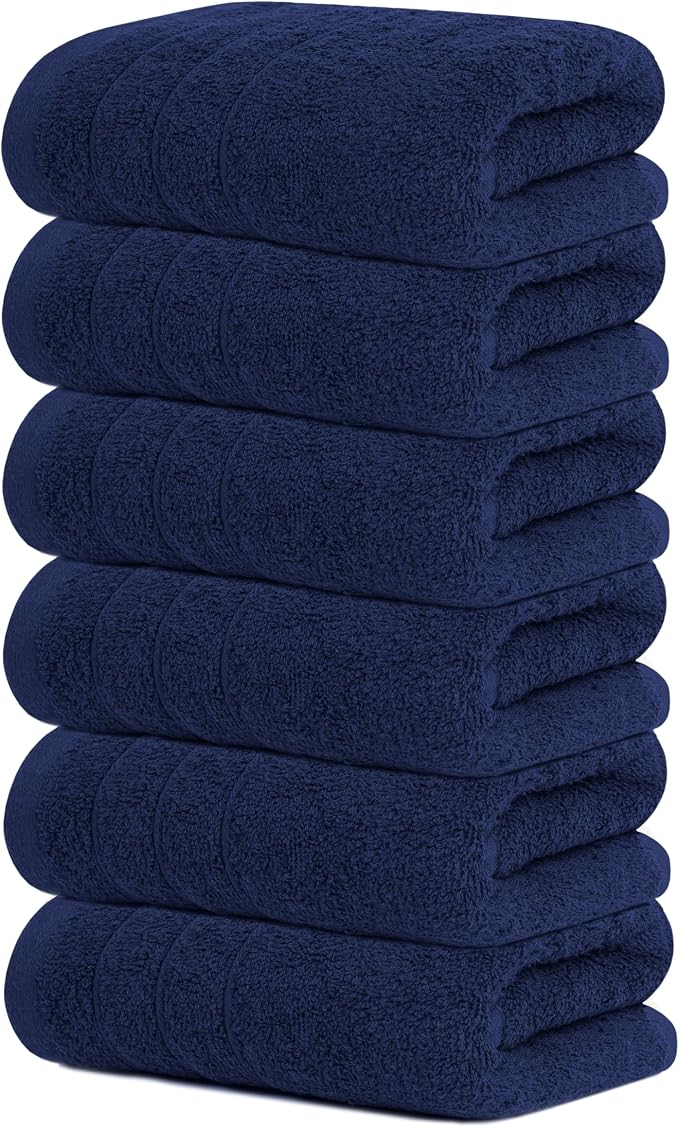 Tens Towels Pack of 6 Hand Towels, 100% Cotton, Lighter Weight, Quick to Dry by TensTowels