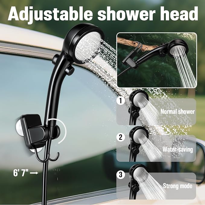 Portable Shower for Camping, 6000mAh Rechargeable Camp Shower Pump - Image 4
