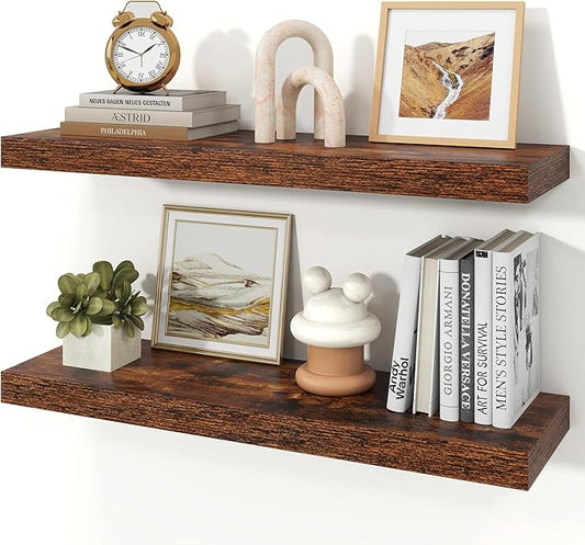 Floating Shelves for Wall, 9.3" Deep Wall Mounted Rustic Wood Shelves for by Unknown