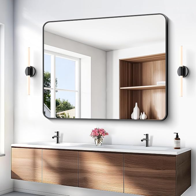 BONEWEI Black Bathroom Mirror, 40x48 inch Wall Mirror - Image 2