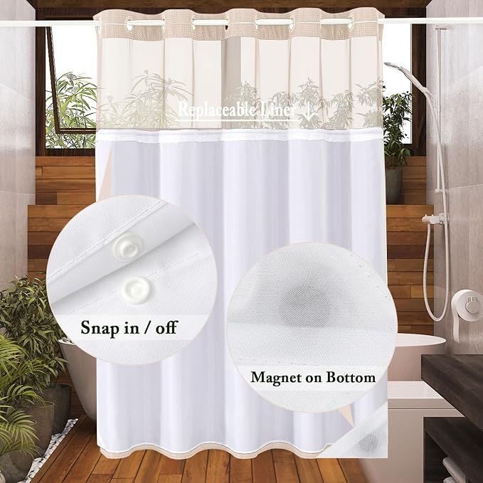 Gibelle No Hook Waffle Weave Shower Curtain - Image 3