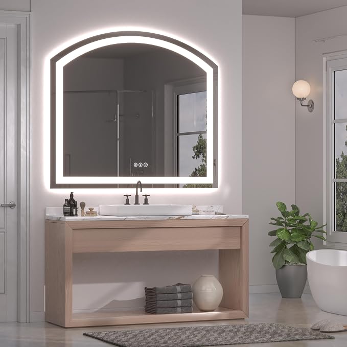 Hasipu 40" x 36" Arch LED Bathroom Mirror, Frontlit Wall-Mounted Vanity Mirror - Image 7