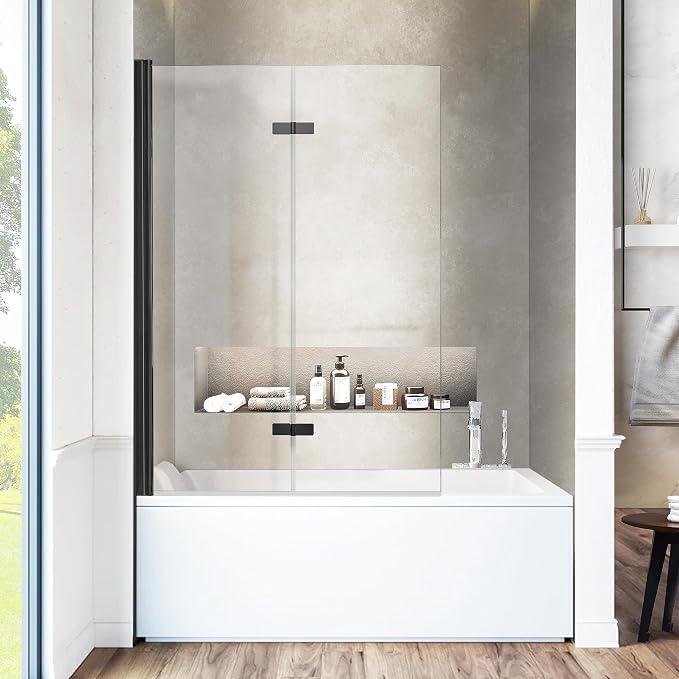 Bathtub Folding Shower Glass Door, Matte Black by ExpertofShowerGlassDoor