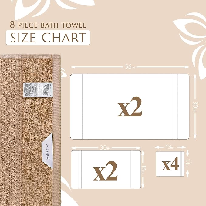 MAURA Biege Bath Towel Set of 8 - Image 6