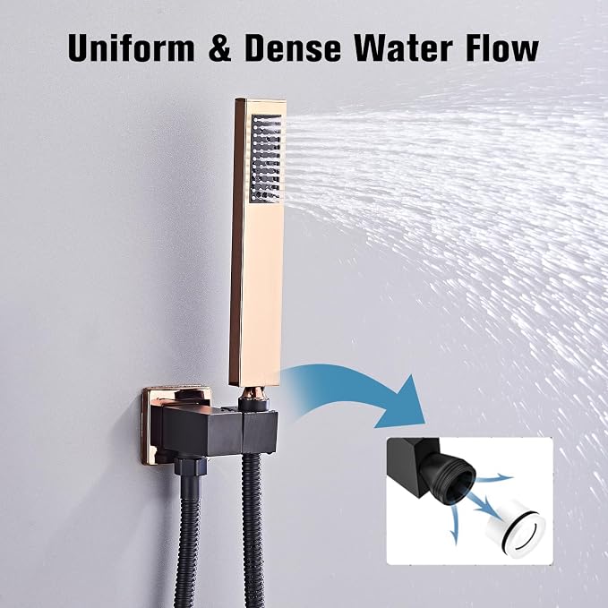 12 Inch Ceiling Mount Shower System Matte Black Gold Rain Mixer Shower Combo - Image 6