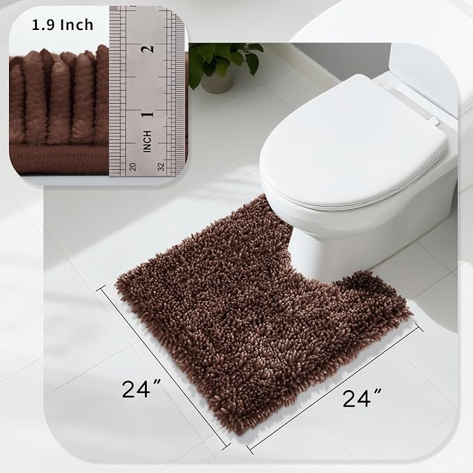 Yimobra Toilet Rugs U Shaped Washable, Extra Thick Soft Absorbent Chenille - Image 2