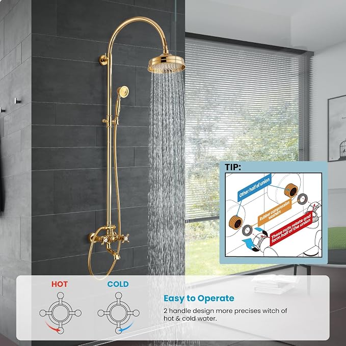 gotonovo Exposed Bathroom Shower System Classic Shower Kit 8 Inch Luxurious - Image 2