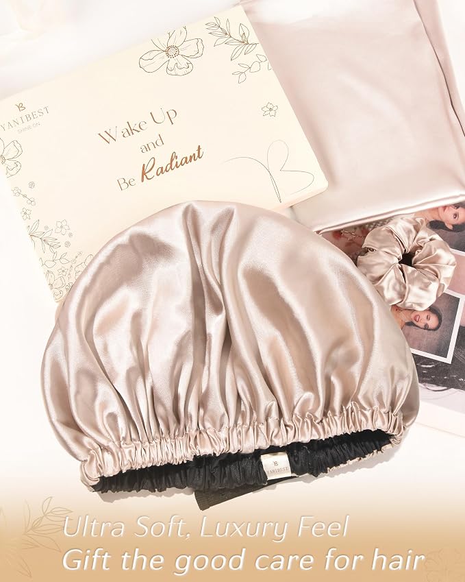 YANIBEST Adjustable Satin Bonnet Double Layer Hair Bonnet - Image 6