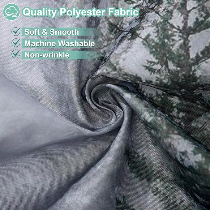 ORTIGIA 84 Inch Long Dark Green Misty Forest Shower Curtain - Image 4