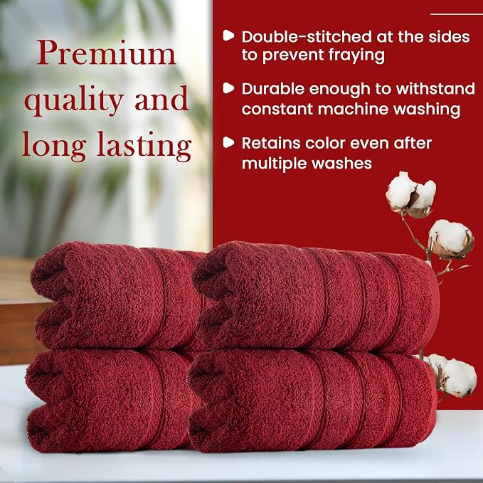 HALLEY Turkish 4 Pack Premium Hand Towels 650 GSM Highly Absorbent Super Soft - Image 4