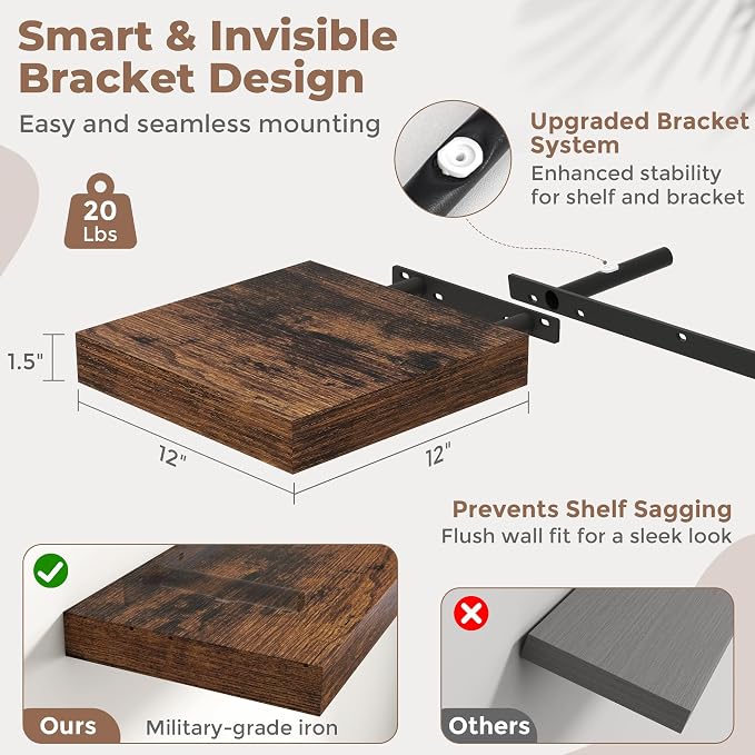 12 Inch Square Floating Shelves - Image 3