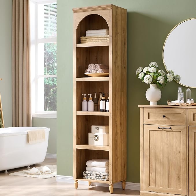 76" Tall Arched Bathroom Storage Cabinet, 5 Tiers Narrow Farmhouse Arched by IFBUYFarmhouseFurniture