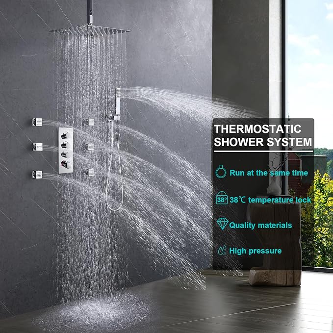 Enga Shower Jets System in Wall, 16 Inch Rain Shower Head - Image 2
