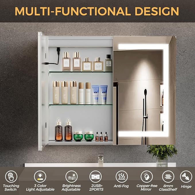 New LED Bathroom Mirror 24 * 36 Stepless Dimmable Wall Mirrors - Image 4