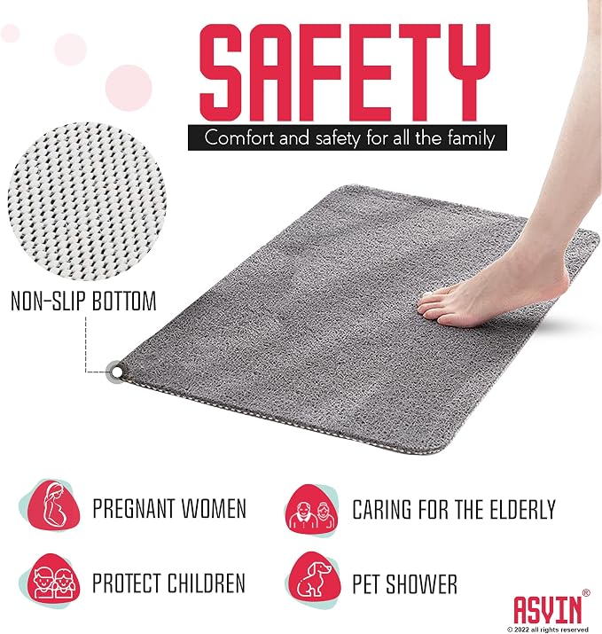 Asvin Soft Textured Bath, Tub Mat, 24x16 Inch Rectangular, Phthalate Free - Image 8