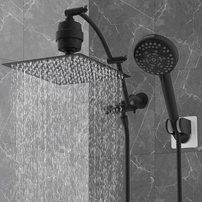 Hibbent All Metal 12'' Filtered Rainfall Shower Head Combo, High Pressure - Image 9