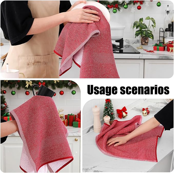 Homaxy Premium Kitchen Towels, Large Cotton Kitchen Hand Towels, Flat and Terry - Image 4