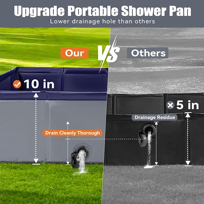 Upgraded Portable Shower Pan, Foldable Camping Shower Base - Image 2