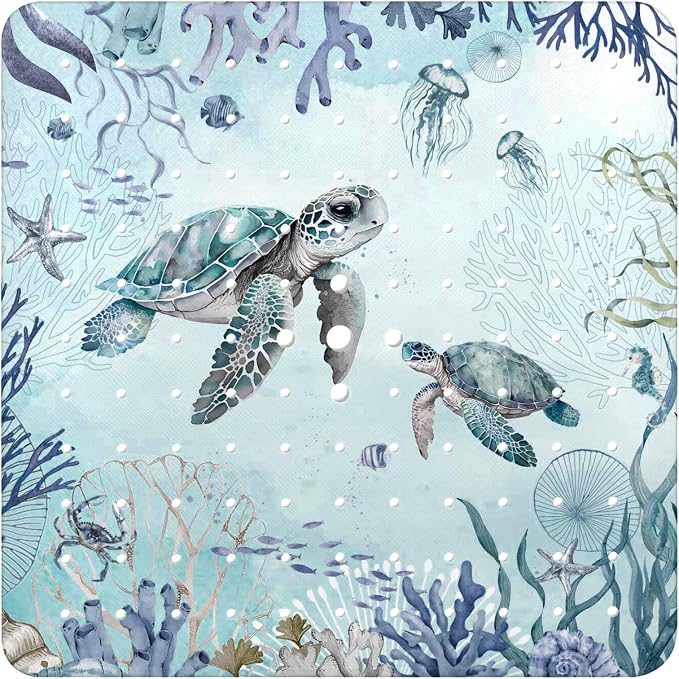 Bathtub Mat Non Slip, Turtle Square Bath tub Mat Shower Floor Mat by BathtubMat