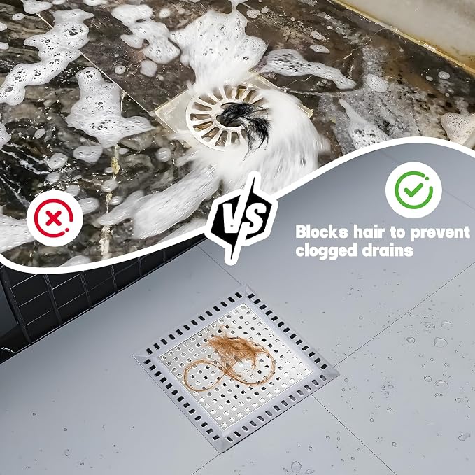 Makerfire 2PCS Shower Drain Hair Catcher, Flat Shower Drain Cover/Filter - Image 4