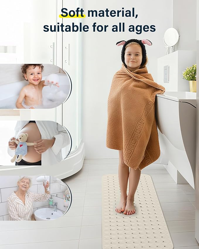 Non Slip Bathtub Mat for Tub & Shower, Machine Washable 40"x16" Anti Slip Bath - Image 4