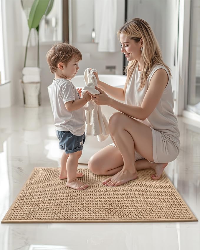 Color&Geometry Rubber Backed Waffle Bath Mat Non Slip Machine Washable Bathroom - Image 8