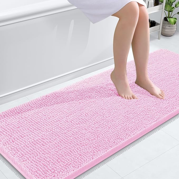 OLANLY Bathroom Rugs 59x24, Extra Soft Absorbent Chenille Bath Rugs, Rubber by OLANLY