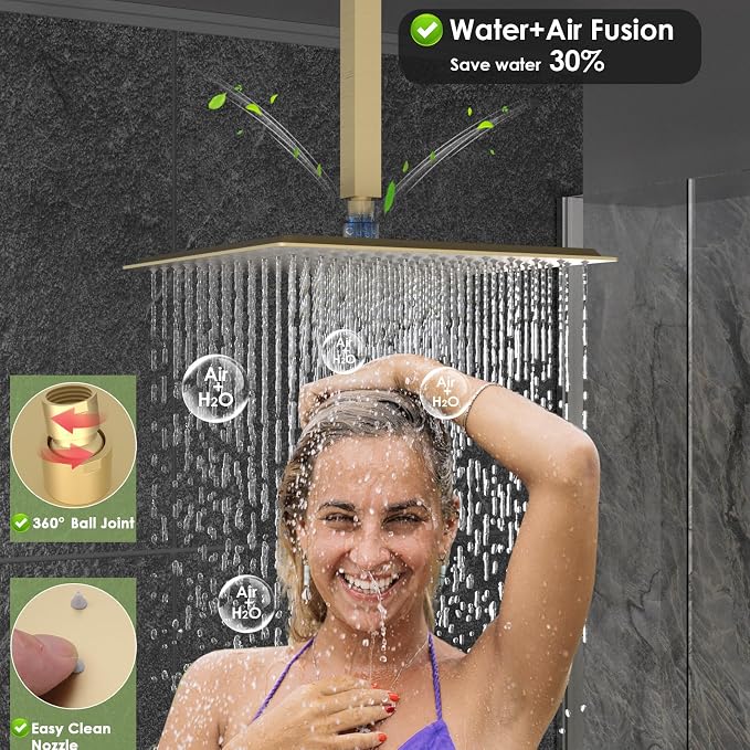 Enga Brushed Gold Rain Shower System - Image 3