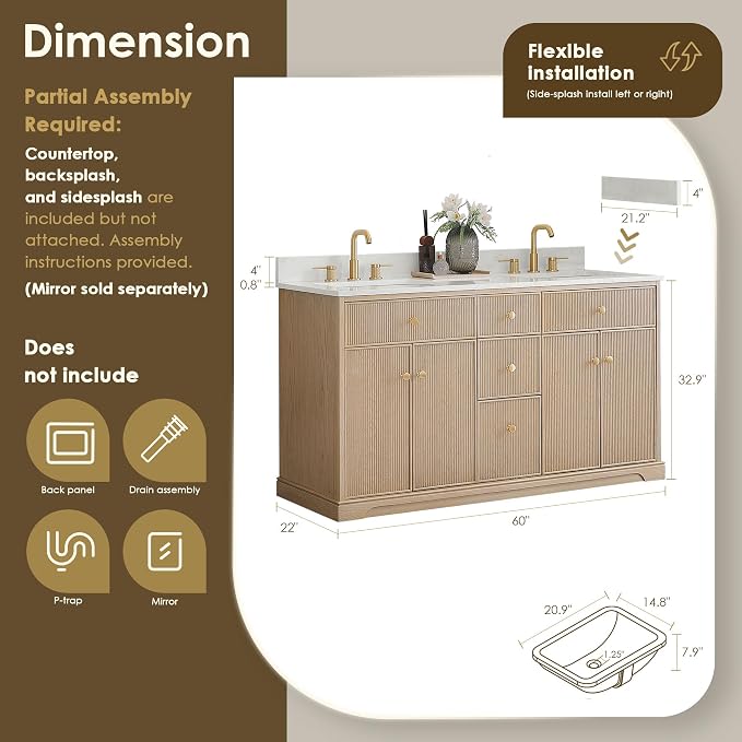 ALTAIR 60 in Bathroom Vanities Double Sink Vanity - Image 3