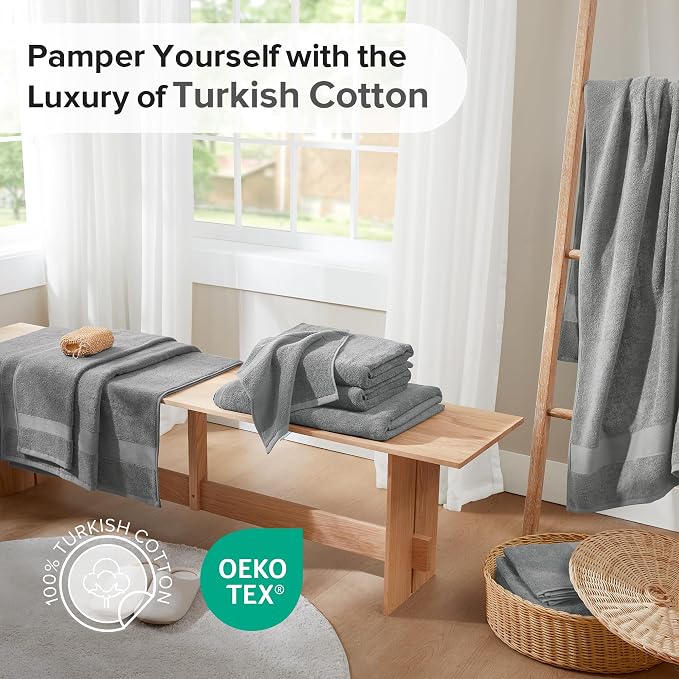 Comfort Spaces Turkish Bathroom Towel Set 6 Piece Luxury Bath Towel Set 2 Hand - Image 3