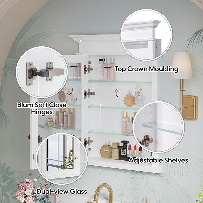 WELLFOR 26"x 32" Bathroom Medicine Cabinet - Image 8