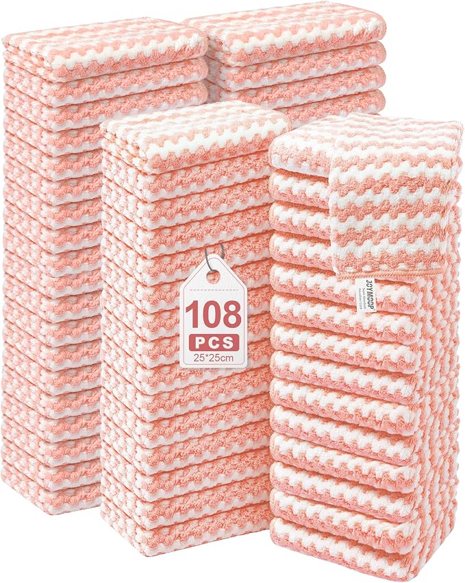 JOYMOOP 108 Packs Microfiber Cleaning Cloths, Lint-Free Cleaning Rags, Super by JOYMOOP