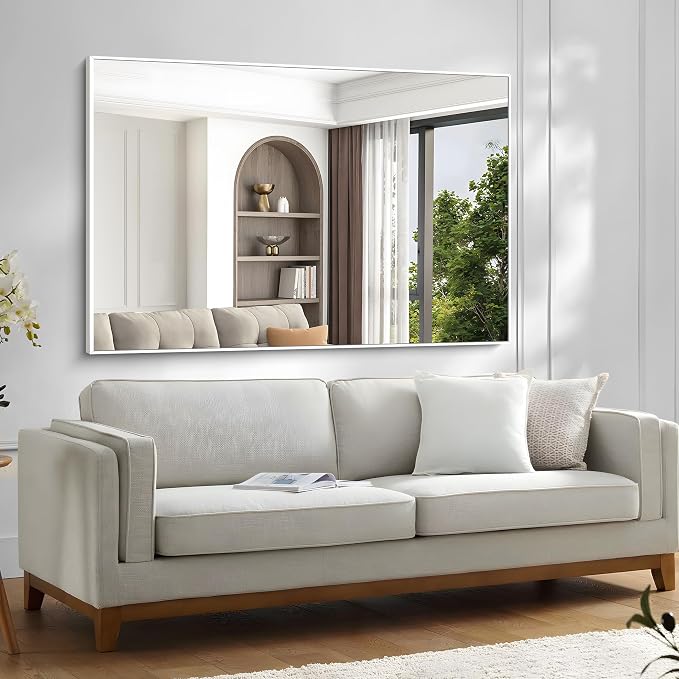 BONEWEI White Bathroom Mirror, 55x36 inch Wall Mirror - Image 8