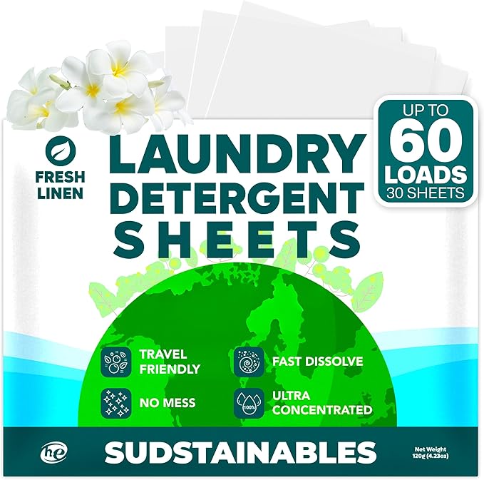 Sudstainables Laundry Detergent Sheets 60 Loads – Dissolvable Laundry Sheet by Sudstainables