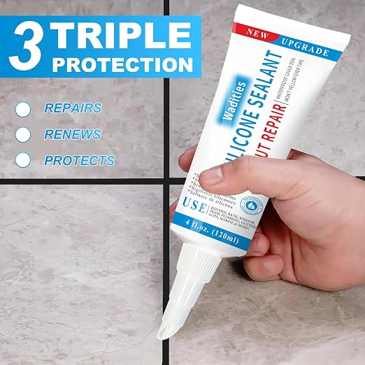 8Oz Black Waterproof Caulk & Seal Silicone Sealant, Wadities Tile Grout Repair - Image 7