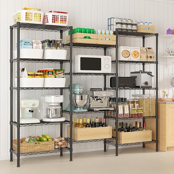 14 Tier Storage Racks Shelving, Heavy Steel Pantry Shelves, Adjustable Wire - Image 2