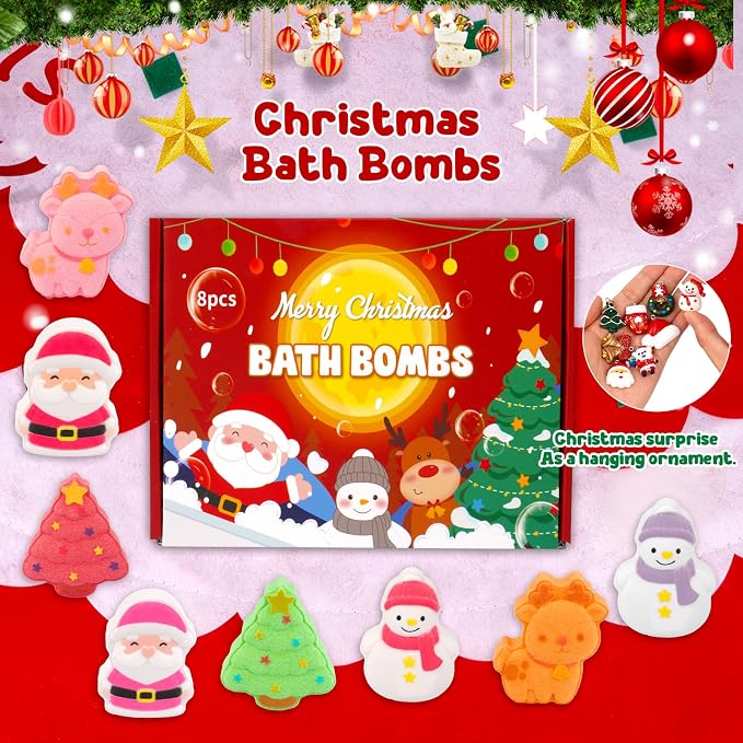 Christmas Bath Bombs for Kids, Snowman Tree Organic Essential Oil Bubble Bubble - Image 6