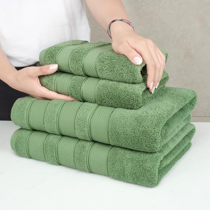 American Soft Linen Salem Turkish Bath Towel Set, 100% Cotton 600 GSM 6 Piece - Image 5