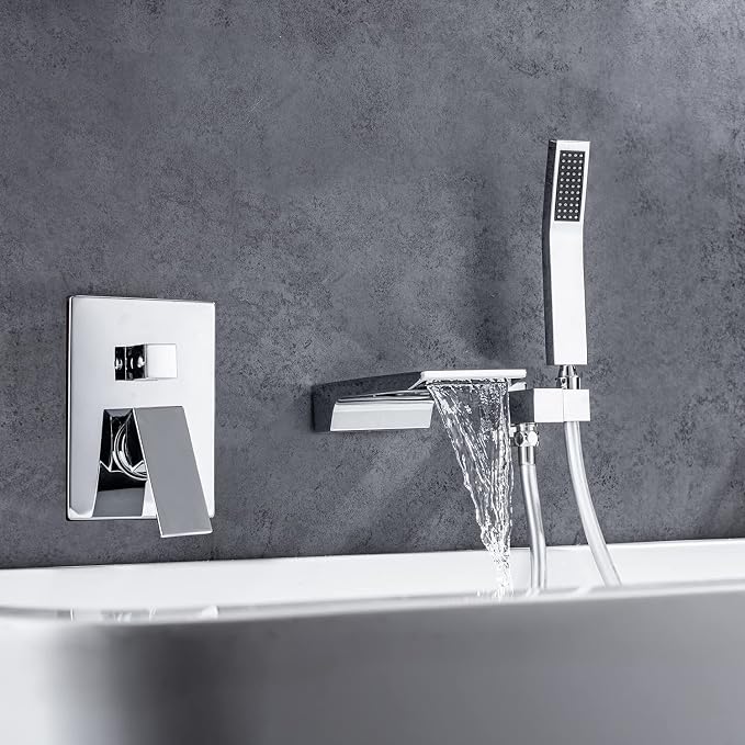 Wall Mount Waterfall Tub Faucet Single Handle Bathroom Bathtub Faucet Waterfall - Image 2