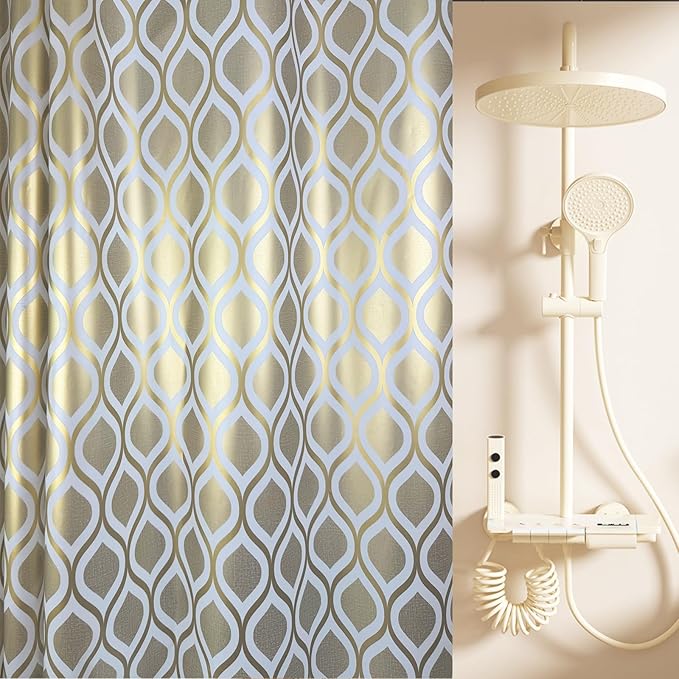 Plastic Shower Curtain Liner, Waterproof Printed PEVA Shower Curtain by TRIMENGO