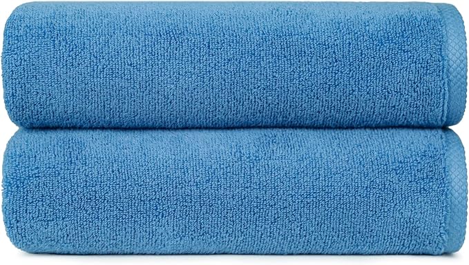 Amazon Basics 2 Piece Quick-Dry Oversize Bath Towel, 100% Cotton, Lake Blue by AmazonBasics